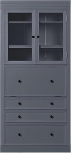78" Tall Kitchen Pantry Cabinet with 3 Drawers, Large Wooden Kitchen Organizers Storage Cabinet Cupboard with Power Outlet and Adjustable Shelves for Dining Room, Living Room, Grey