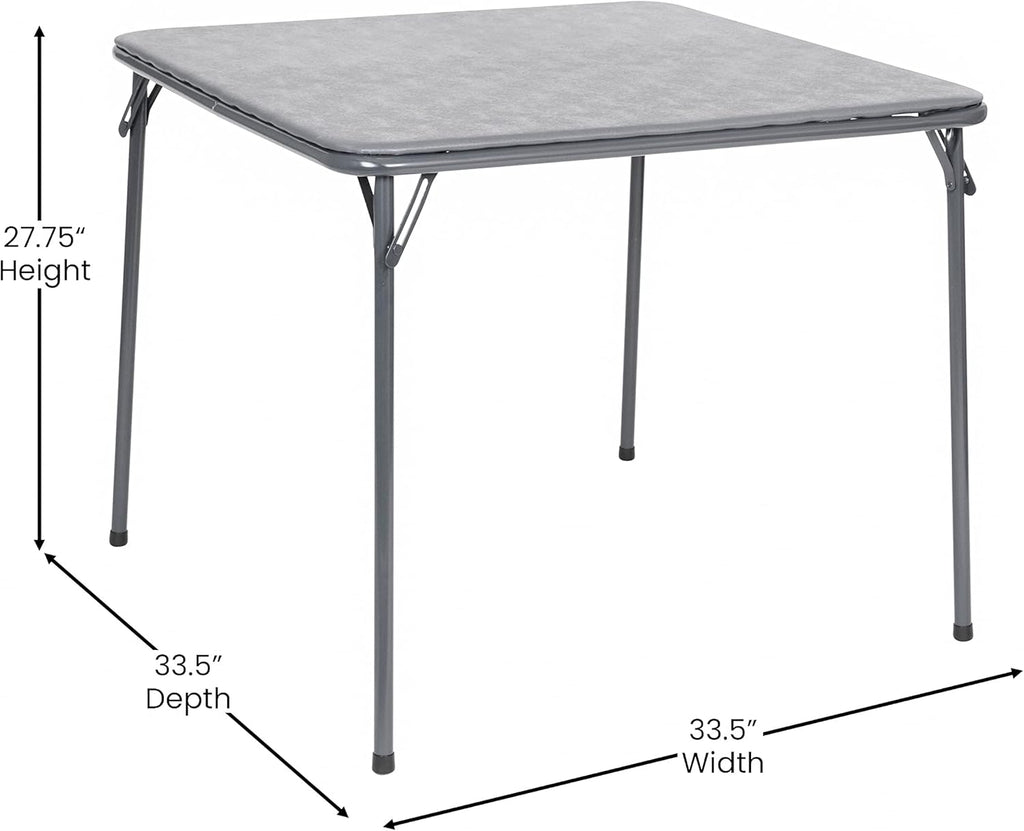 Flash Furniture Madison 5-Piece Folding Card Table and Chair Set, Gray | Portable, Indoor/Outdoor, Event Table and Chairs
