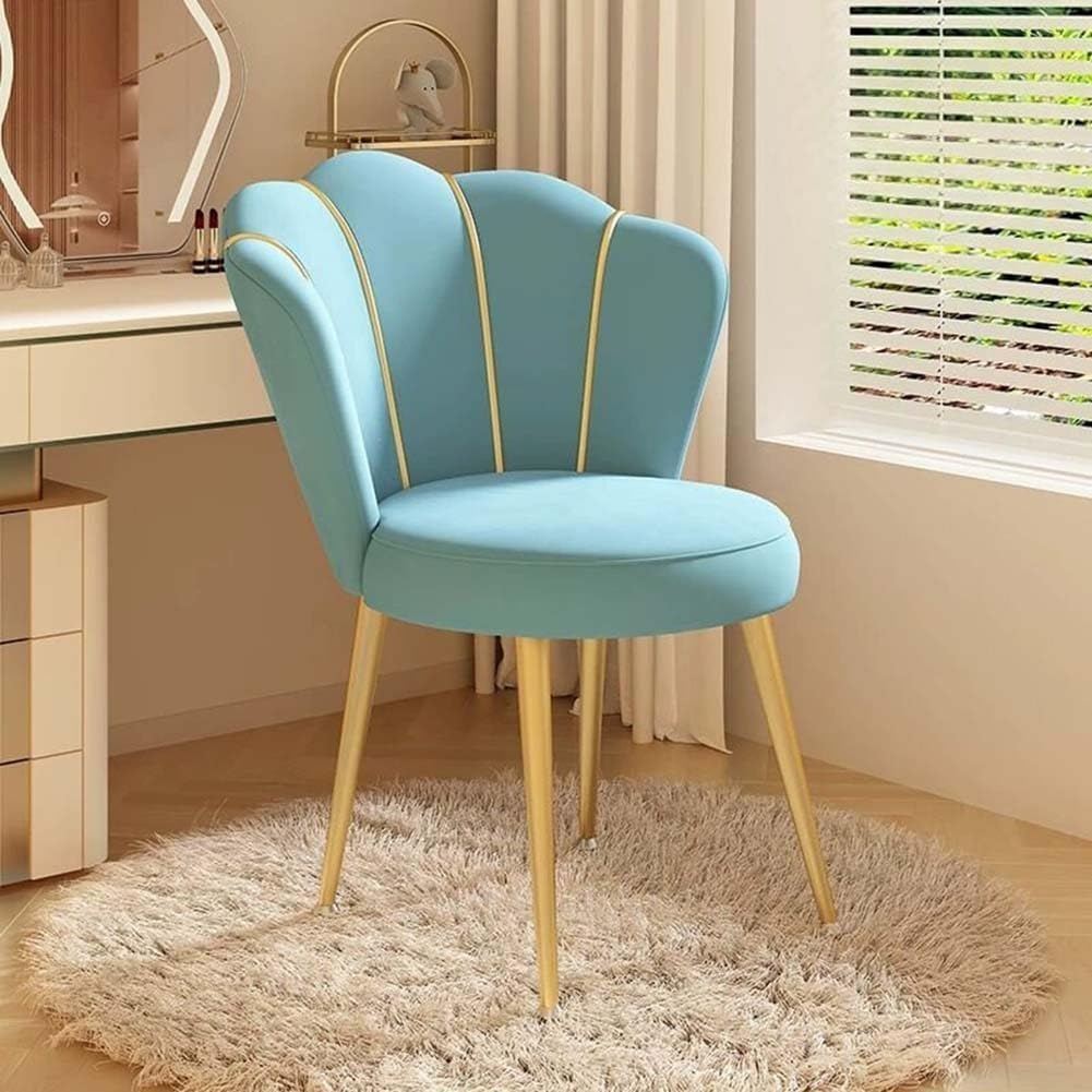 Etlegor Vanity Chair for Makeup Room, Midcentury Modern Makeup Chairs with Backrest Vanity Stool for Living Room Bedroom(Light Blue)