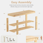 Simple Deluxe Shoe Rack Bench, 3-Tier Bamboo Storage Organizer, 286lb Capacity Entryway Bench for Front Door, Bedroom, Living Room, Bathroom, Balcony, Stylish Shoes Wood (11.3 x 19.7 x 17.8 Inches)