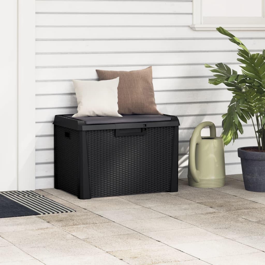 Anthracite Garden Storage Box 125L Polypropylene Medium Outdoor Patio Seat with Cushion for Tools and Cushions