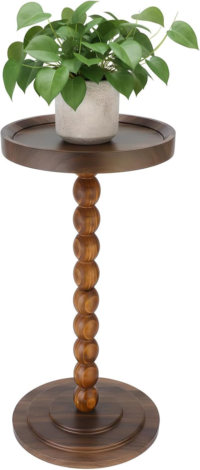 Small Round Side Table, C Table End Tables for Sofa, Sofa Round Tables for Livingroom,Bedroom,Study and Small Spaces (Walnut Color)