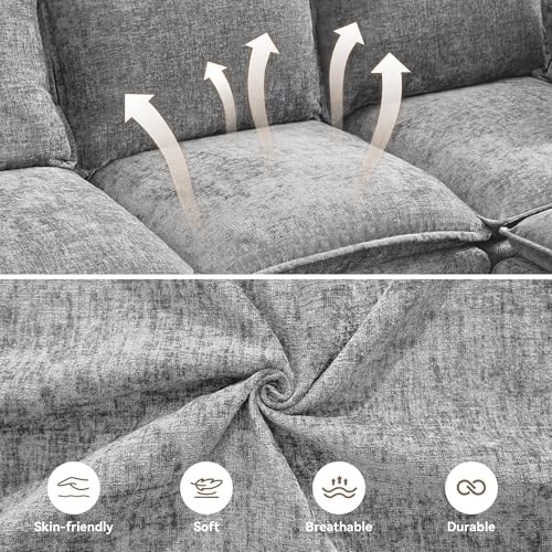 27" Large Square Ottoman with Storage, Modern Upholstered Footrest with Anti-Slip Legs for Couch Coffee Table Living Room, Bedroom, Entryway, Chenille Light Grey