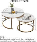 Nesting Tables Set of Round Coffee TableNesting Tables | Set of Round Coffee TableSmall Nesting Coffee Table with Adjustable Non-Slip Fee, White Marble Top Stack Nesting Tables