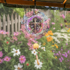Cross Wind Spinner, Metal Wind Spinners Outdoor/Indoor, God Cross Hanging Garden Decor for Outside, Stainless Wind Spinners for Yard and Garden 10 inch 3D (25.76X25 CM)