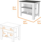 Kitchen Island with Three Concealed Shelves Multicolor | Three concealed storage shelves with dimensions