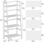 HITNET Ladder Shelf, 4 Tier Bookshelf, Floor Standing Bathroom Storage Rack with Bamboo Frame, Home Office Open Display Bookcase, White