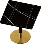 Henf 31.5'' Square Dining Tulip Table for 2 4, Modern Black Faux Marble Bistro Table with Sintered Stone Tabletop, Small Black Gold Metal Edge & Base Tulip Tables for Dining Room, Cafe, Apartment