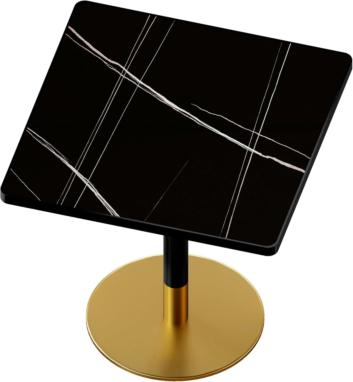 Henf 31.5'' Square Dining Tulip Table for 2 4, Modern Black Faux Marble Bistro Table with Sintered Stone Tabletop, Small Black Gold Metal Edge & Base Tulip Tables for Dining Room, Cafe, Apartment