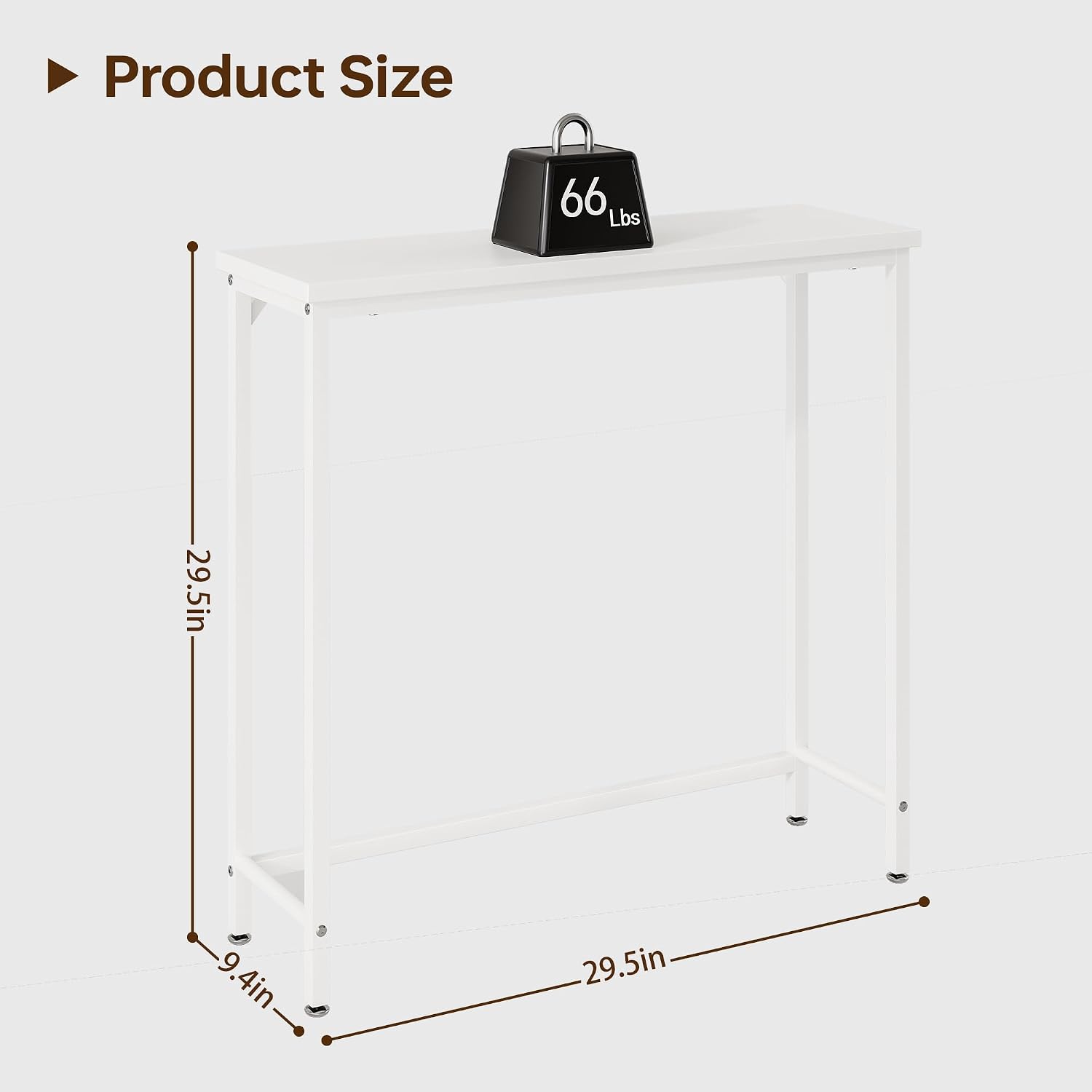 Narrow Entryway Console Table & Sofa Side Table - Industrial Hallway Table for Small Spaces, Behind Couch Table, Multi-Functional Living Room Bedroom Office,White, 29.5" x 9.4" x 29.5"