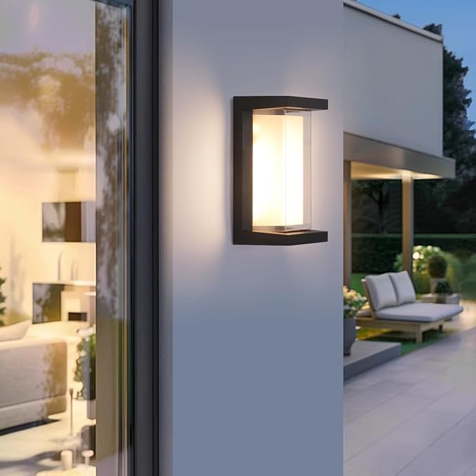 Wall Light Modern Outdoor Light Fixture 24W Outdoor Sconce Lights for House Black Aluminum Outdoor Lighting Waterproof for Porch,Patio,Garage 2100Lm