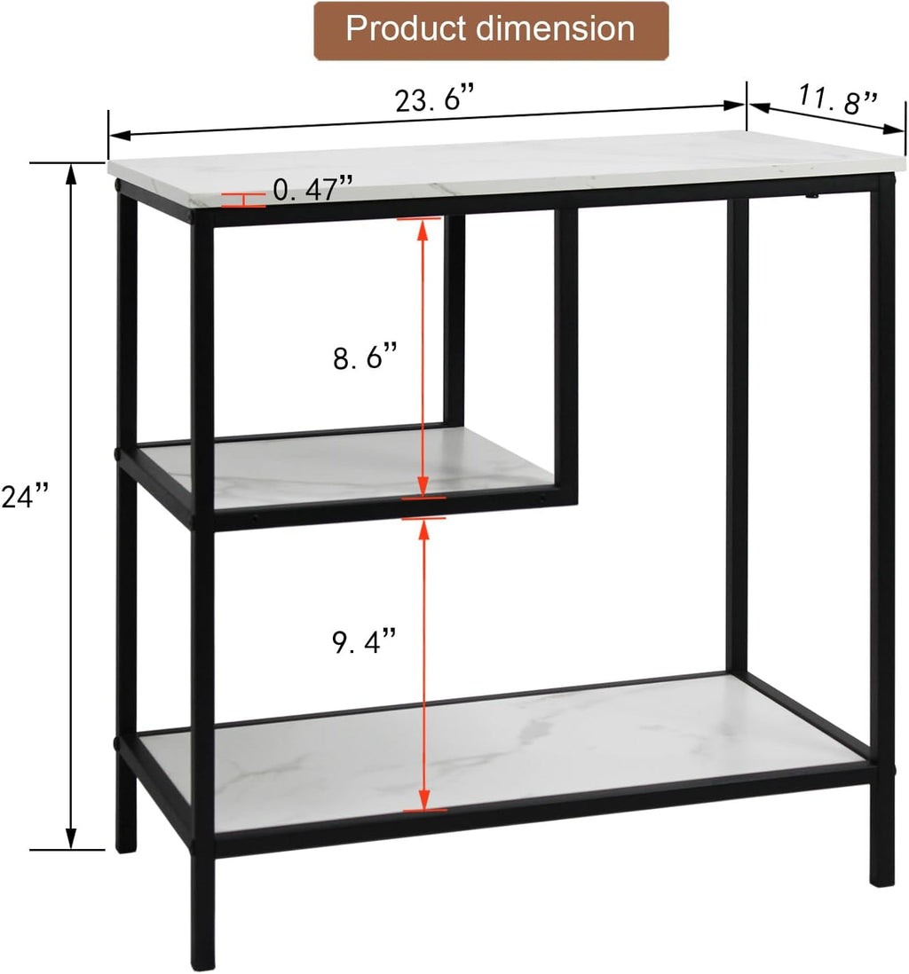 AT-VALY End Table Set of 2, 3-Tier Small End Table, Nightstand for Living Room, Bedroom, Office, Bathroom (Black)