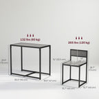 HOMCOM Dining Table Set for 2 for Small Space Room Grey | Kitchen Table and Chairs, Industrial Dining Set, Breakfast Nook