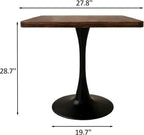 27.6" Tulip Table for 2-3 Persons Walnut Modern Square Dining Tables Mid-Century Leisure Table Thickened Wooden MDF Top Black Metal Base, for Living Room Kitchen (Walnut,27.6")