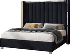 Jocisland Queen Upholstered Bed Frame with 58" Tall Headboard,Black