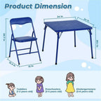 Pemberly Row Kids' Table Chair Set, Multicolor, 4-Piece Set, Includes Yellow, Pink, Blue, Green Chairs, Foldable Sturdy Table, Child-Safe Materials, Lightweight Design, Ideal for Ages 3-8