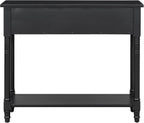 Knocbel Antique Entry Console Table with 2 Drawers & Bottom Open Shelf, Wood Sofa Tables for Entryway Hallway Living Room, 35.34" W x 13.8" D x 30.25" H, Black