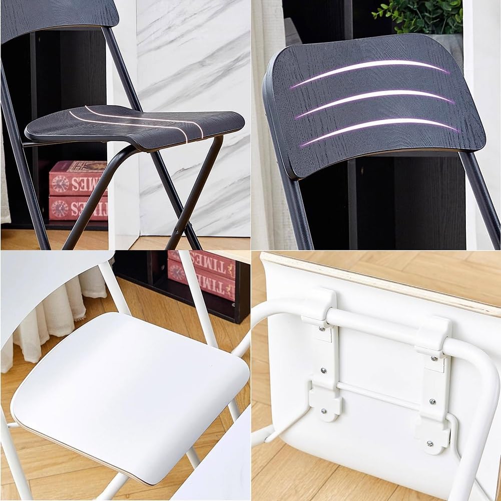 25in/29in Folding Breakfast Bar Stool, Modern Foldable Wooden Seat Tall Chair with Back and Footrest, Collapsible Counter Height Stool for Dining Room Kitchen Balcony Living Room ( Color : White , Siz