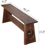 Farmhouse Skinny Narrow Entryway Bench, Rustic Dark Brown Wood | Multi‑purpose slim noodle accent bench for entryway, hallway, mudroom, bedroom, farmhouse rustic seating for compact spaces