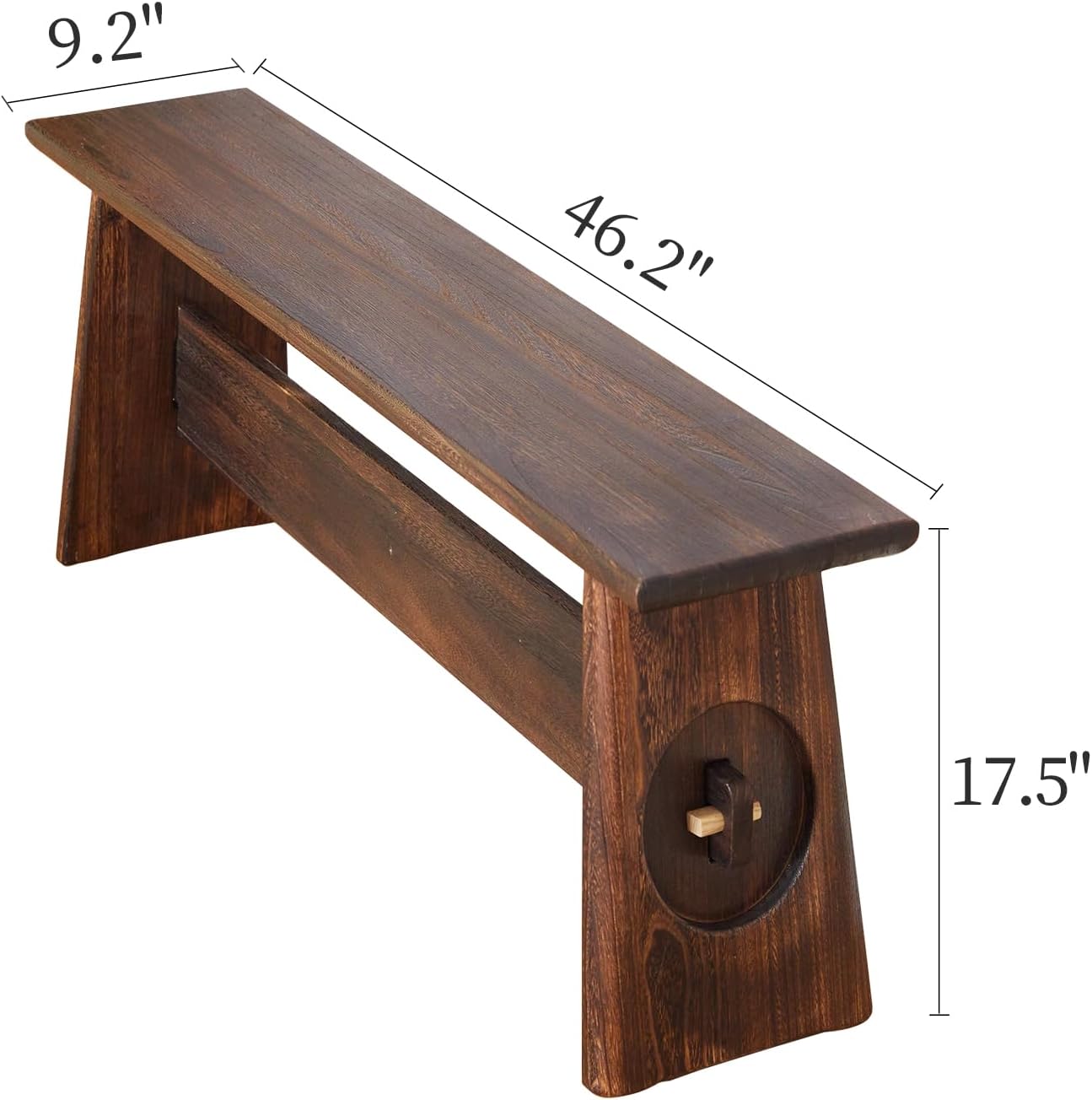 Farmhouse Skinny Narrow Entryway Bench, Rustic Dark Brown Wood | Multi‑purpose slim noodle accent bench for entryway, hallway, mudroom, bedroom, farmhouse rustic seating for compact spaces