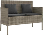 Gray Poly Rattan Outdoor Storage Bench with Cushion, Patio Seating with Waterproof Storage Bag for Cushions and Towels