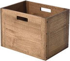 KIRIGEN Stackable Wood Storage Cube with Handles, Open Cubby Bin, Brown