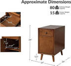 HULALA HOME Side Table with Drawers and Charging Station, Modern End Table with USB Ports and Outlets, Wooden Night Stand with Storage for Couch,Living Room&Bedroom(Acorn