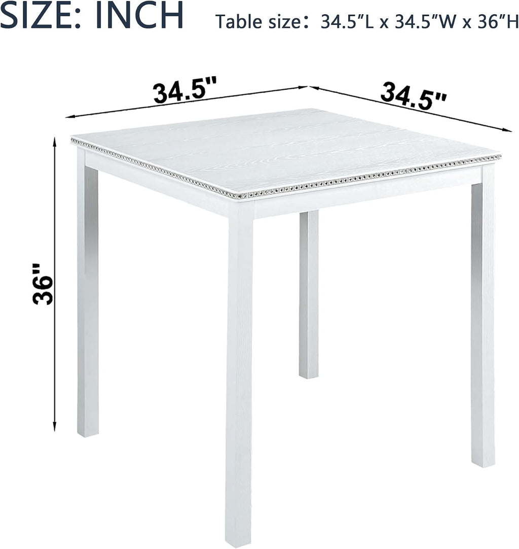 LUMISOL Wood Square Dining Table for 4, Farmhouse Counter Height Kitchen Table for Small Space, No Included Chairs, White