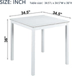 LUMISOL Wood Square Dining Table for 4, Farmhouse Counter Height Kitchen Table for Small Space, No Included Chairs, White