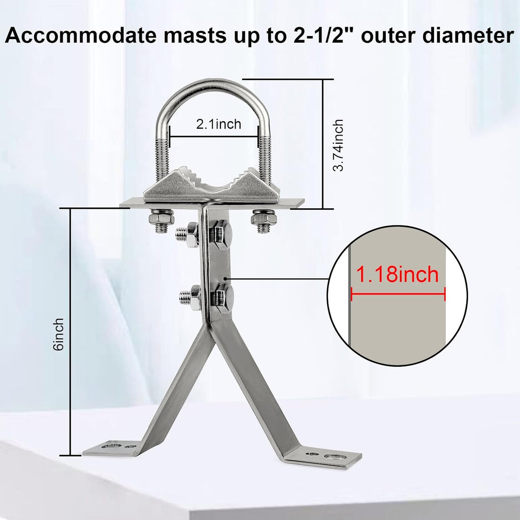 XRDS-RF Antenna Wall Mount 6 Inch Heavy-Duty Stand Off Wall Mast Mount Windproof Mounting Bracket for TV Mast (2-Leg + 2-Leg)