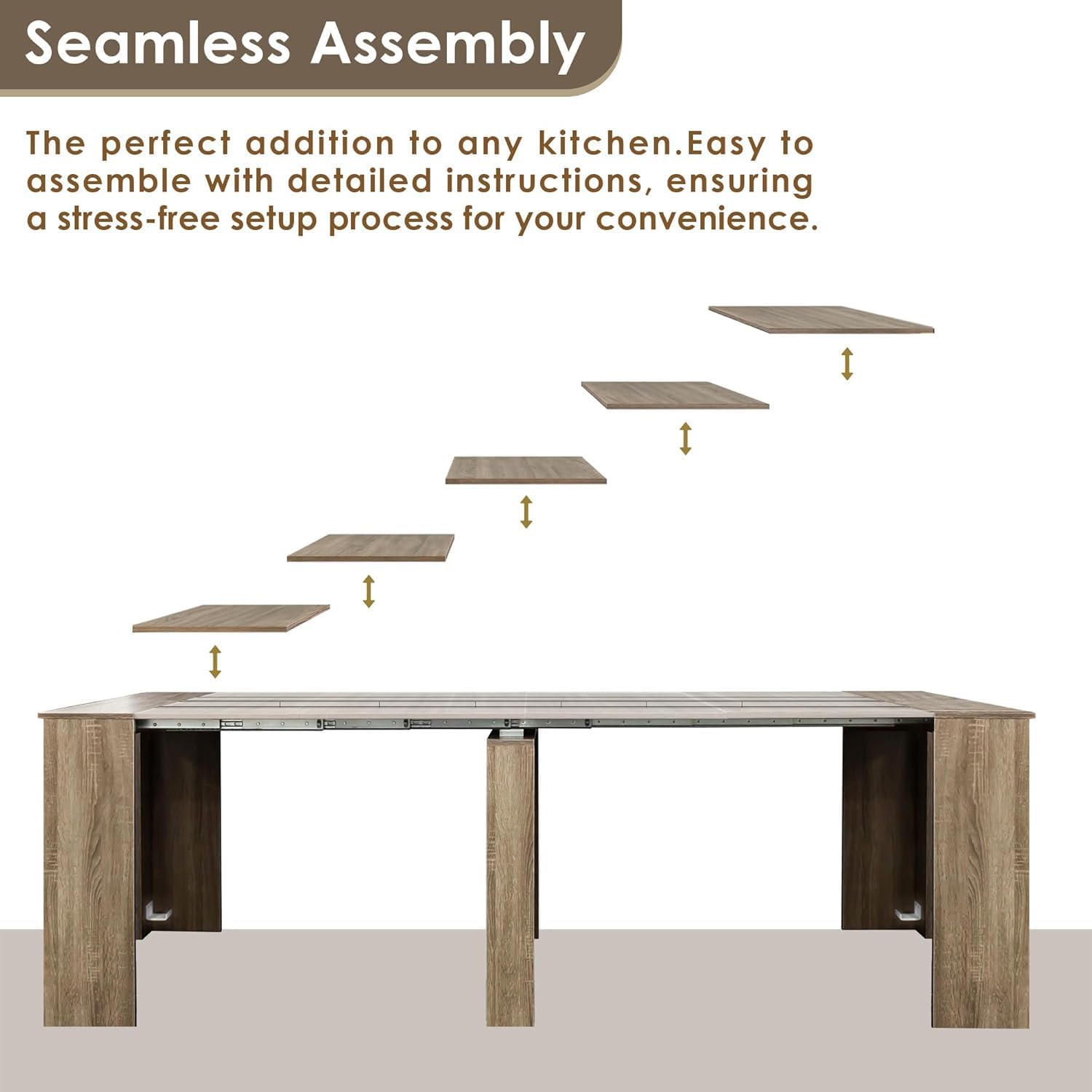 Extendable Dining Table, Transformer Extra Console Table for 1-12 People, Folding Space Saving Dining Room Table for Homes, Apartments, Oak