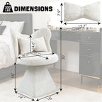 Bedroom Living Room Butterfly Back Chenille Velvet Vanity Stool, Triangular Solid Base 300LBS Heavy-Duty, 360° Swivel Accent Chair for Dressing Table & Dining Space, White