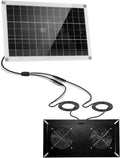 20W Solar Powered Vent Fan with Monocrystalline Panel, Dual Blades Solar Ventilation Fan with Metal Shell, Waterproof Outdoor Exhaust Fans for Greenhouse Chicken Coop Shed Pet House
