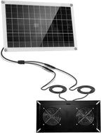 20W Solar Powered Vent Fan with Monocrystalline Panel, Dual Blades Solar Ventilation Fan with Metal Shell, Waterproof Outdoor Exhaust Fans for Greenhouse Chicken Coop Shed Pet House