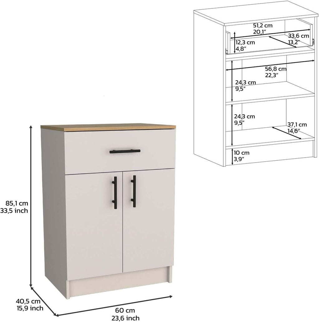Tuhome Mayorca Pantry Cabinet, 33.5" Tall Kitchen Storage Cabinet with Doors and Shelves, 1 Drawer, 2 Doors, Engineered Wood Kitchen Pantry Cabinet Organizer for Small Appliances