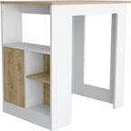 Kitchen Island with 1-Door Cabinet and Side Shelves | Push-to-open cabinet with three side storage shelves