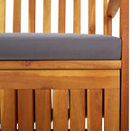Storage Bench with Cushion 66.9" Solid Acacia Wood Outdoor Bench Seat Durable Patio Furniture for Garden Porch Front Porch Furniture