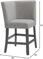 Pemberly Row Counter Corner Bench, 22" W x 22" D x 40" H, Upholstered Back in Gray, Foam-Filled Seat, Nailhead Trim, Rubberwood Frame, Versatile Seating for Kitchen or Dining Room