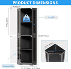 BROTTAR 65" Corner Glass Display Cabinet with LED Lights, 4-Tier Showcase Display Case with Glass Doors & Human Body Sensor for Collectibles, Liquor, Black