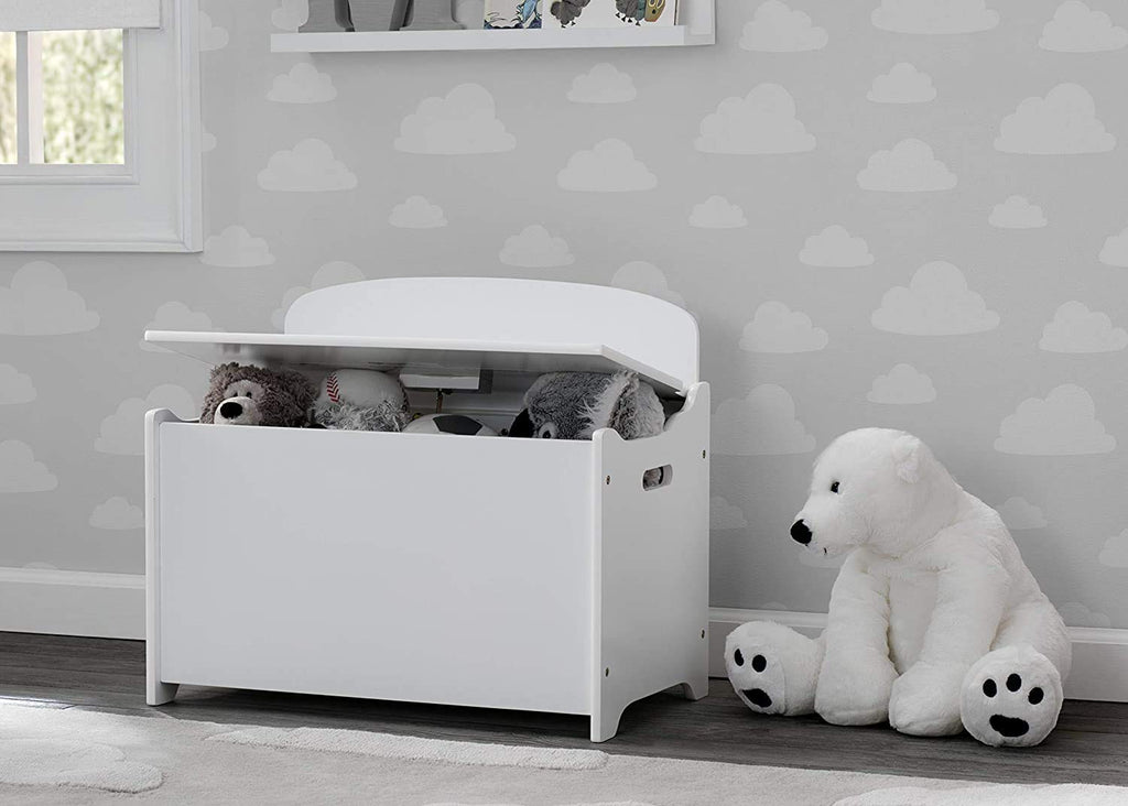 Delta Children MySize Deluxe Toy Box - Greenguard Gold Certified, Bianca White & MySize Kids Wood Table and Chair Set (2 Chairs Included) - Ideal for Arts & Crafts