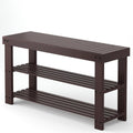 NEWBULIG Shoe Rack Bench, 3-Tier Bamboo Shoe Organizer, Wooden Entryway Storage Bench, 286 lb Load Capacity, 11.2x27.6x17.9 Inches, for Entryway Bathroom Bedroom Balcony, Brown