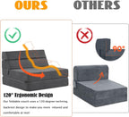 jela Foldable Sofa Bed Large Soft Foam Convertible Sleeper Chair Luxury Miss Fabric Fold Out Chair Bed Floor Couch with Back Support Floor Sofa for Living Room Bedroom (83"x33",Dark Gray)