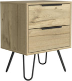 Nightstand,Two Drawers, Hairpin Legs,for Small Spaces