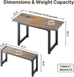 Gizoon 63” Kitchen Table Sets with 2 Benches Extendable Dining Table Set for Small Spaces Dining Room Table 4 Set Chairs for Kitchen Apartment Outdoor and Home Office, Gray