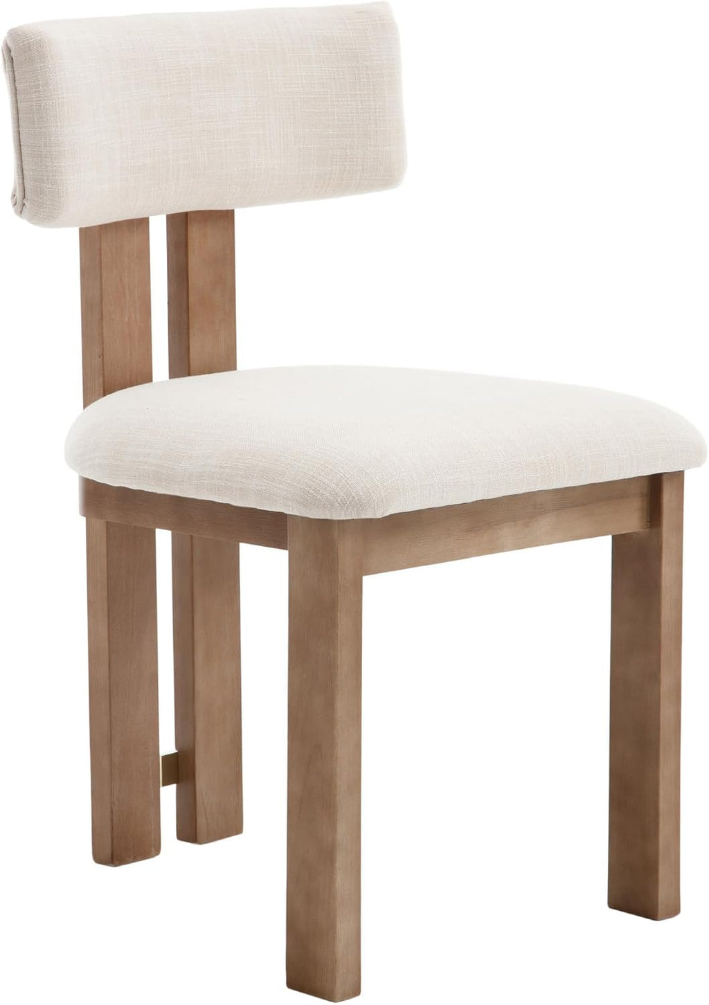 BESTANO Linen Wooden Dining Chairs Set of 4, Modern Farmhouse Dining Room Kitchen Chairs with Curved Backrest Natural Wood Legs, Armless Dining Chairs, Beige