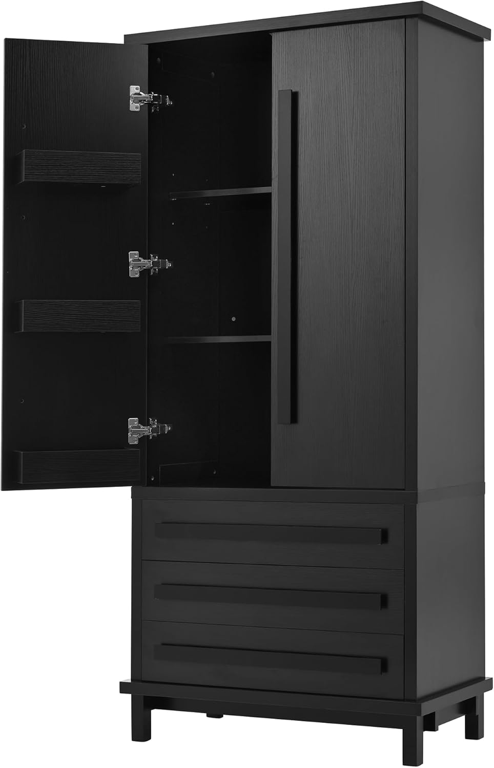 Christopher Knight Home Chenny 70''H Wooden Kitchen Pantry Cabinet, Storage Cabinet with Adjustable Shelves, 6 Door Internal Storage Compartments & 3 Drawers, Freestanding Cupboard Cabinet, Black
