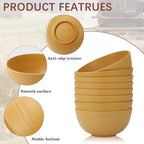 Homienly Cereal Bowl Set, Wheat Straw Bowls Set of 8, Alternative to Plastic Bowls Reusable, Unbreakable Lightweight Bowl for Kitchen, Outdoor, Party, Micriwave Safe Cereal Bowl (Yellow, 26 OZ)