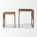Mercana Grier Set of 2 Medium Brown Solid Wood w/Cane Nesting Accent Tables