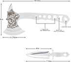 Throwing Axe and Tomahawk 3 Pack Protective Nylon Sheath with Built-in Corkscrew,10.4" Full Tang Stainless Steel Throwing Tomahawk Silver