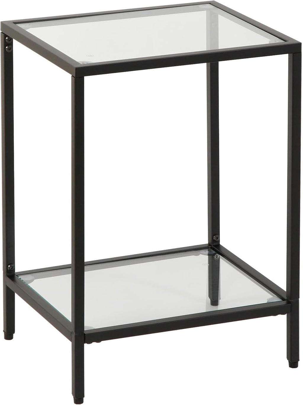 Gawicpy Modern 2-Tier Tempered Glass End Table - Stylish Black Metal Side Table for Small Spaces, Perfect for Living Room & Bedroom (Black, 1PCS)